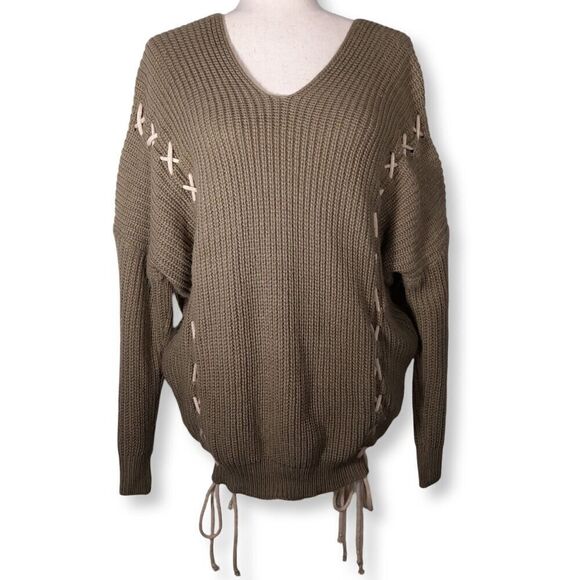 IJOAH Sweaters - IJOAH Slouchy Knit Sweater Open Back Criss-Cross Lacing Mohair Blend SZ Large